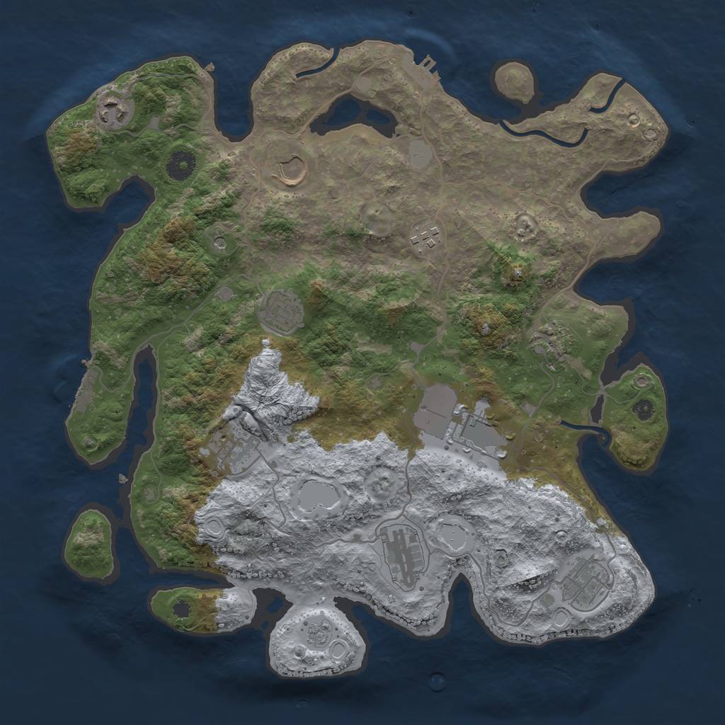 Rust Map: Procedural Map, Size: 3700, Seed: 1995576746, 18 Monuments