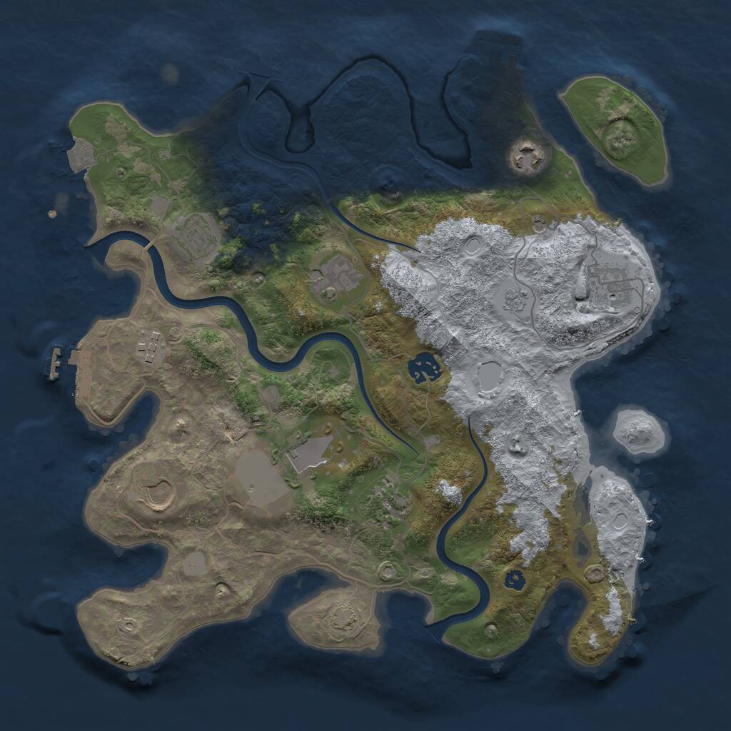 Rust Map: Procedural Map, Size: 3500, Seed: 766149003, 15 Monuments