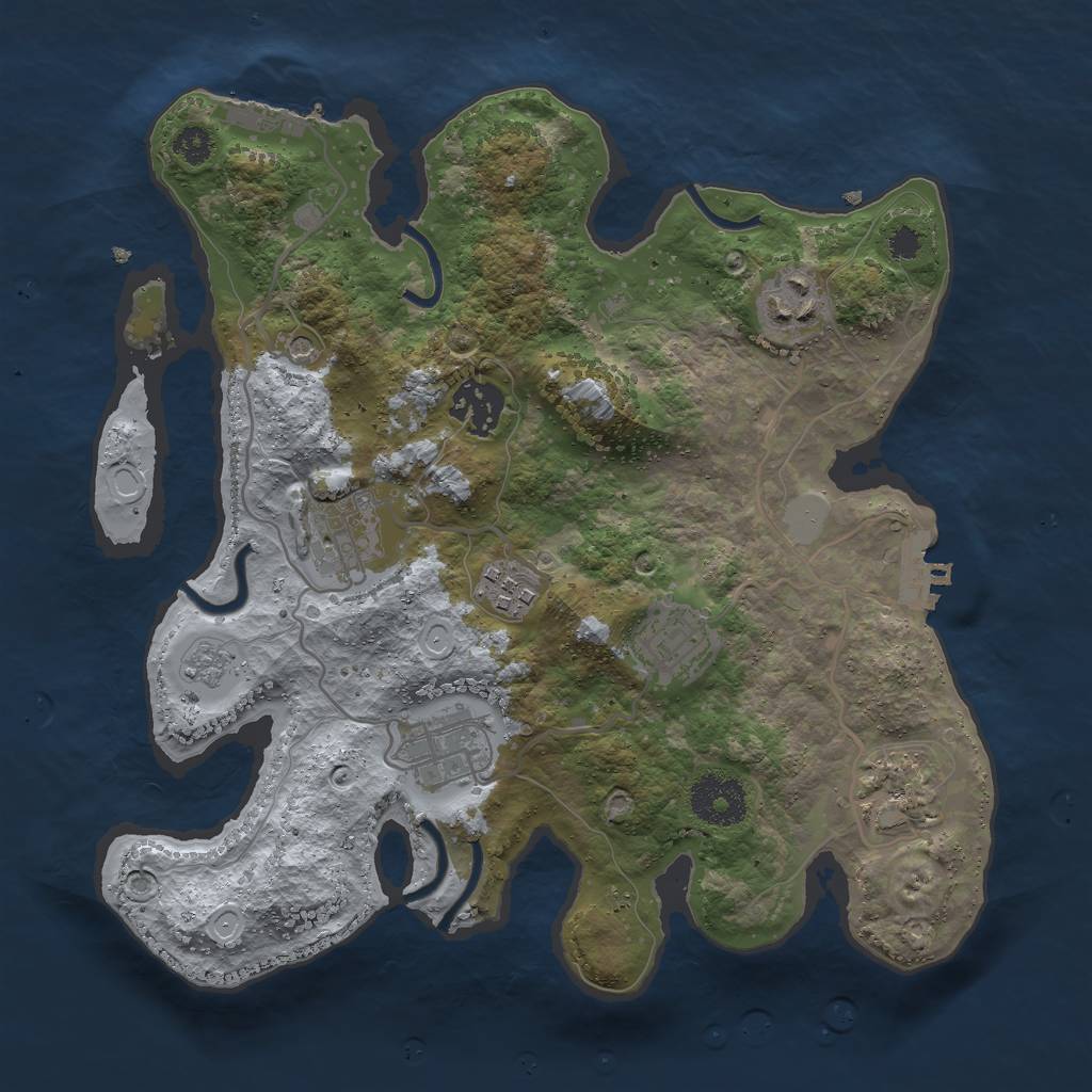 Rust Map: Procedural Map, Size: 3000, Seed: 934736, 16 Monuments