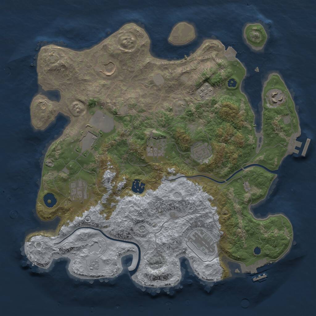 Rust Map: Procedural Map, Size: 3500, Seed: 18017, 15 Monuments