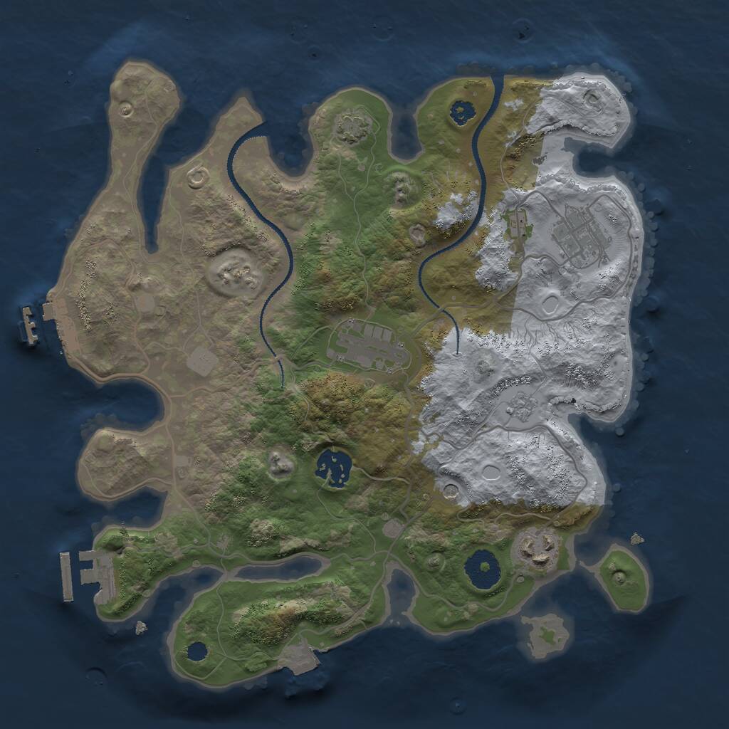 Rust Map: Procedural Map, Size: 3000, Seed: 21184, 10 Monuments