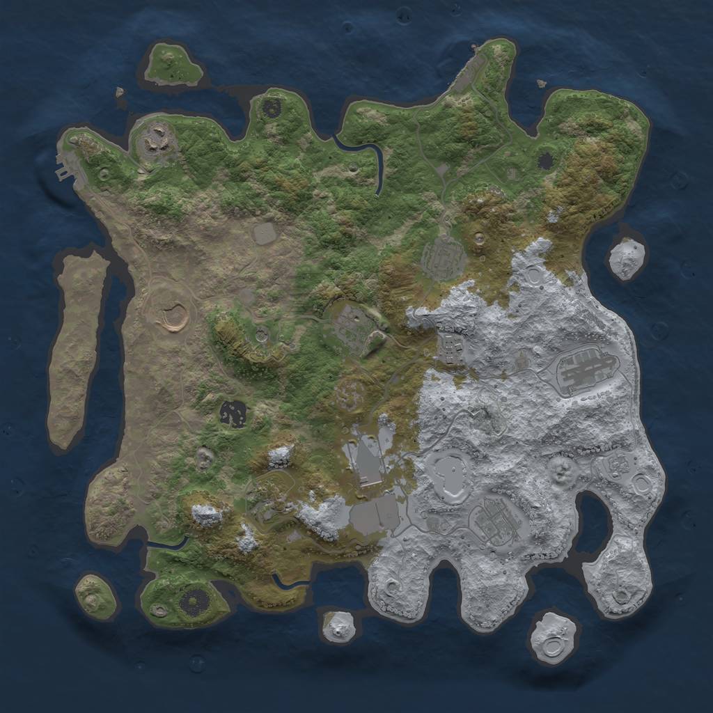 Rust Map: Procedural Map, Size: 3800, Seed: 1210123684, 19 Monuments