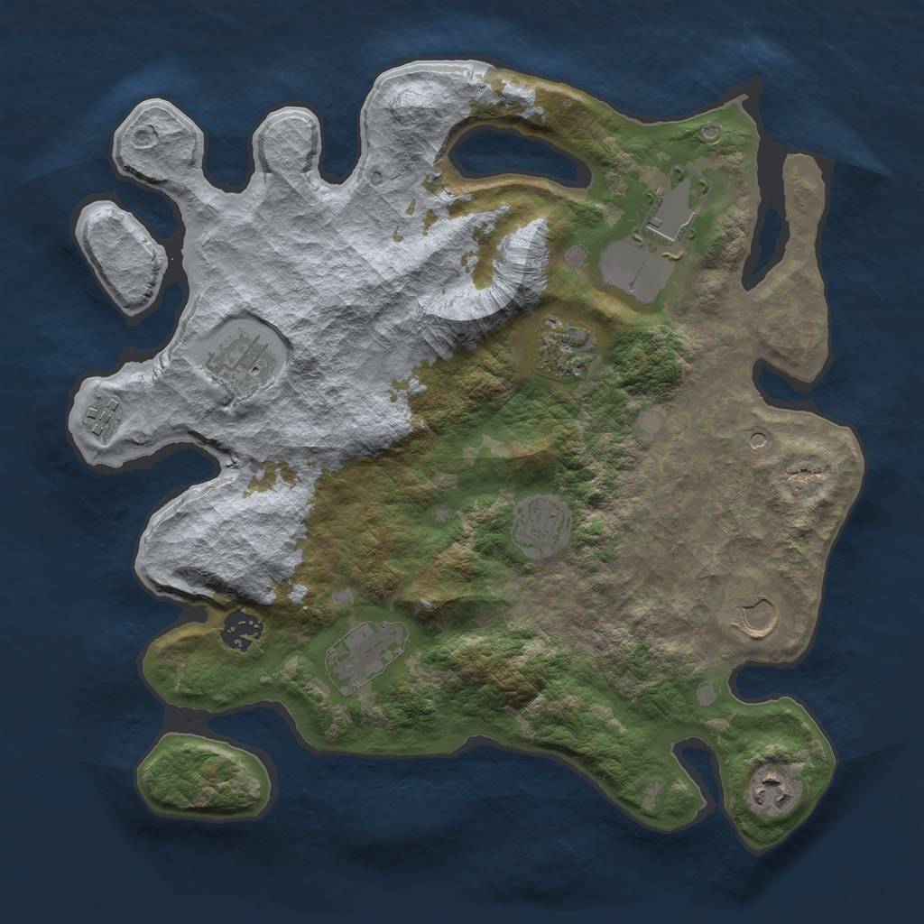 Rust Map: Barren, Size: 3500, Seed: 2025668166, 12 Monuments