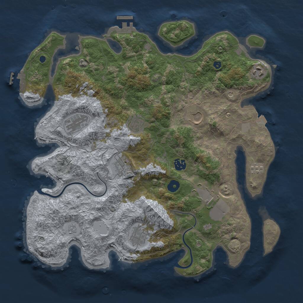 Rust Map: Procedural Map, Size: 3800, Seed: 1098096361, 15 Monuments