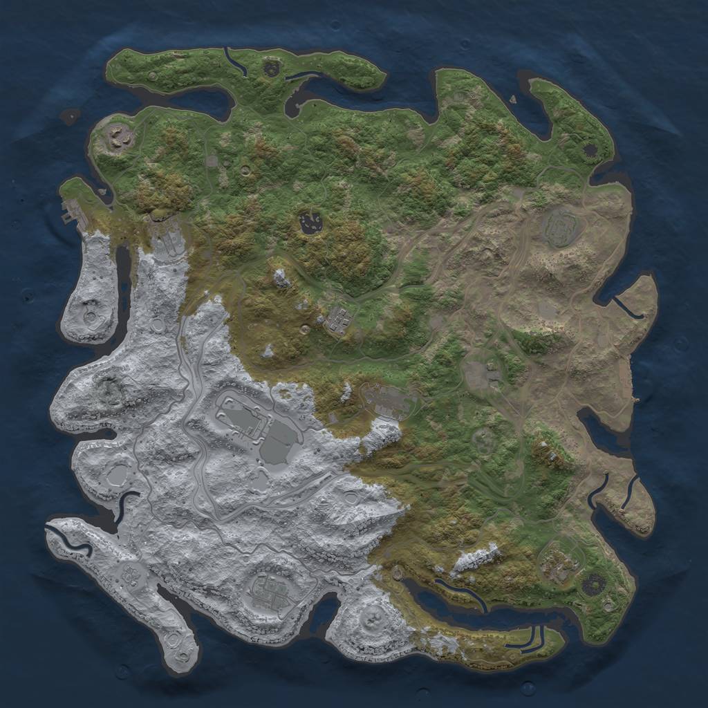 Rust Map: Procedural Map, Size: 4500, Seed: 1962968612, 17 Monuments