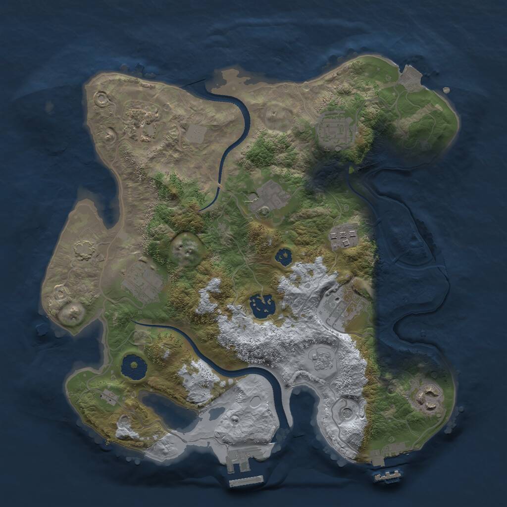 Rust Map: Procedural Map, Size: 3000, Seed: 594319531, 14 Monuments