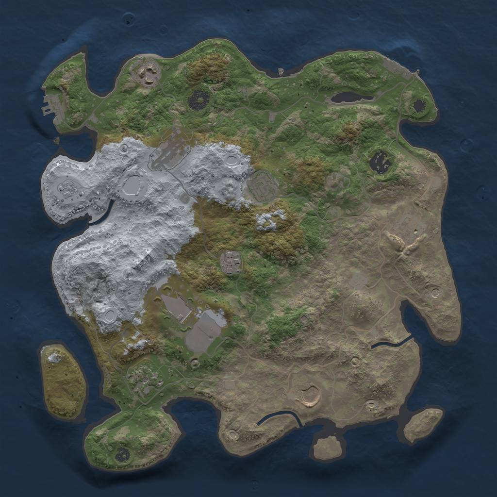 Rust Map: Procedural Map, Size: 3500, Seed: 1102325243, 18 Monuments