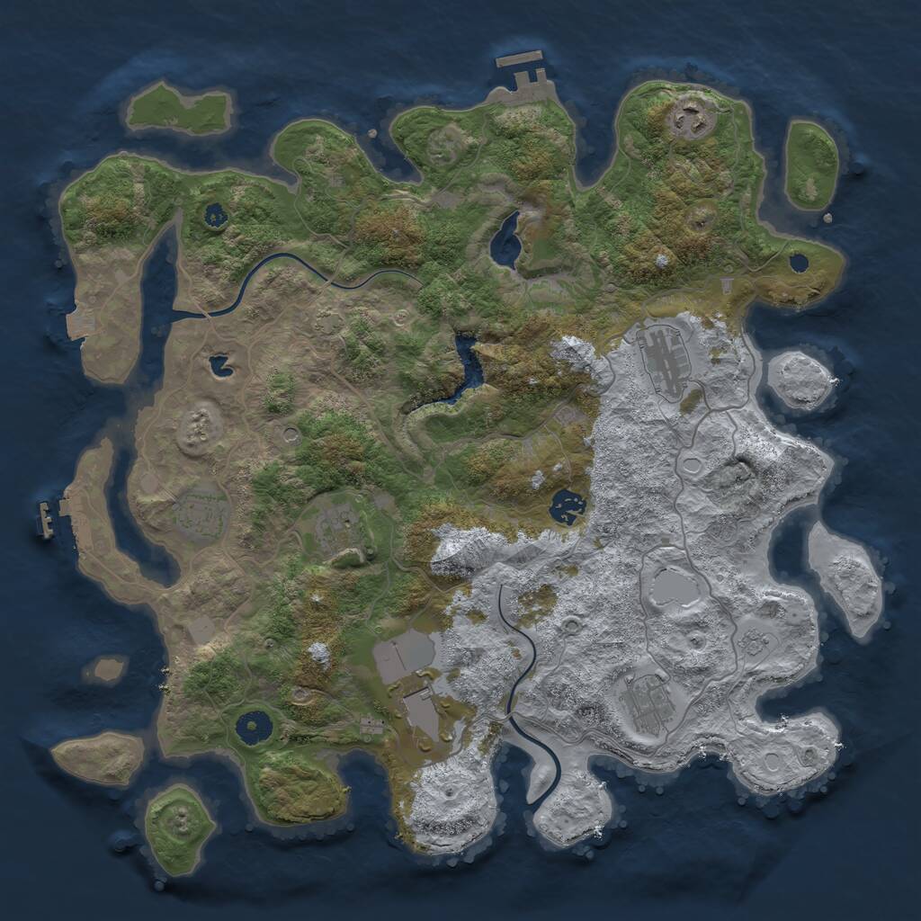 Rust Map: Procedural Map, Size: 4000, Seed: 847262692, 13 Monuments