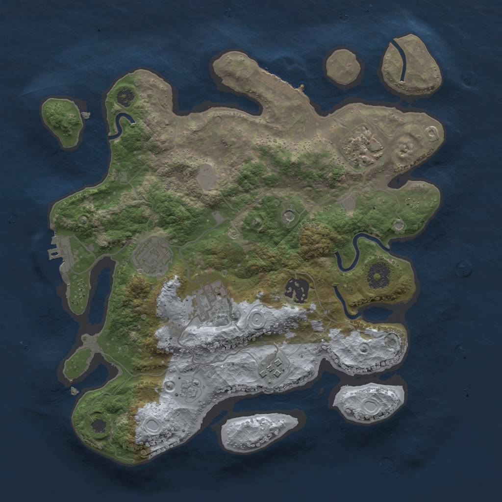 Rust Map: Procedural Map, Size: 3000, Seed: 3141, 14 Monuments