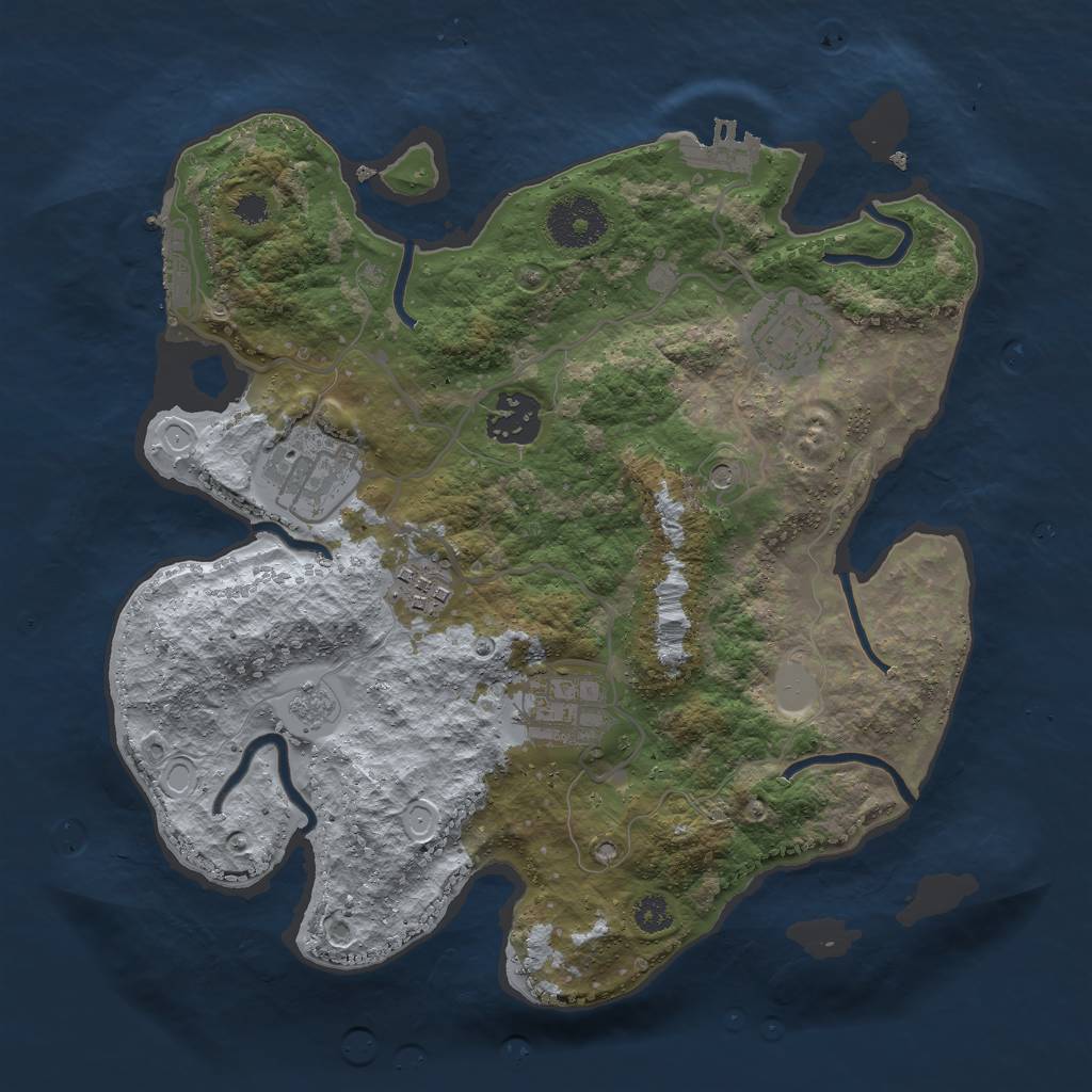 Rust Map: Procedural Map, Size: 3000, Seed: 694650102, 14 Monuments