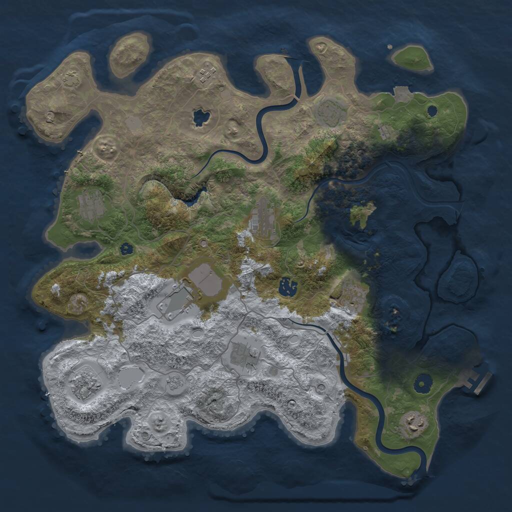 Rust Map: Procedural Map, Size: 4000, Seed: 221975, 15 Monuments