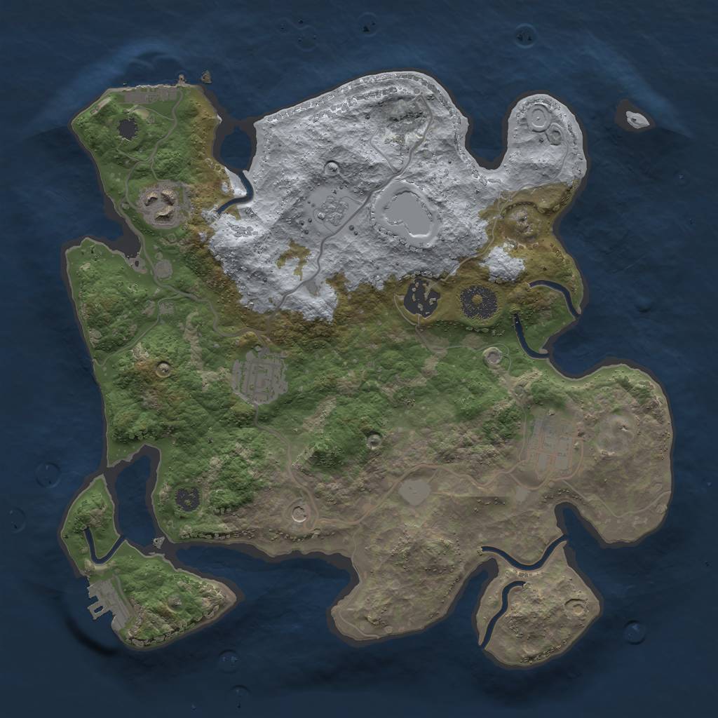 Rust Map: Procedural Map, Size: 3000, Seed: 543851, 13 Monuments
