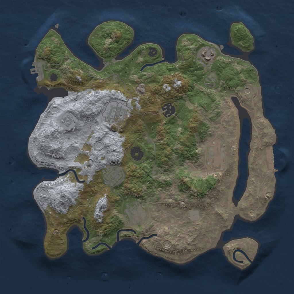 Rust Map: Procedural Map, Size: 3250, Seed: 263353370, 15 Monuments