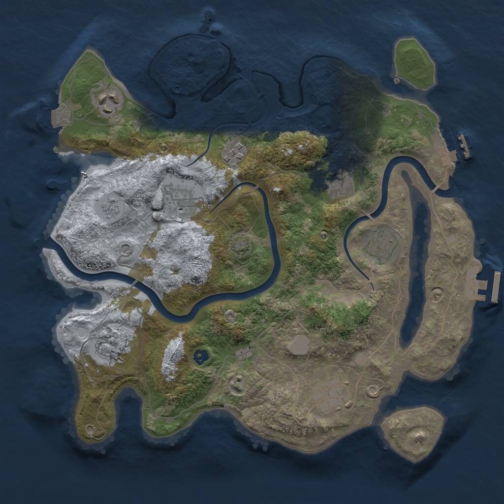 Rust Map: Procedural Map, Size: 3250, Seed: 263353370, 13 Monuments