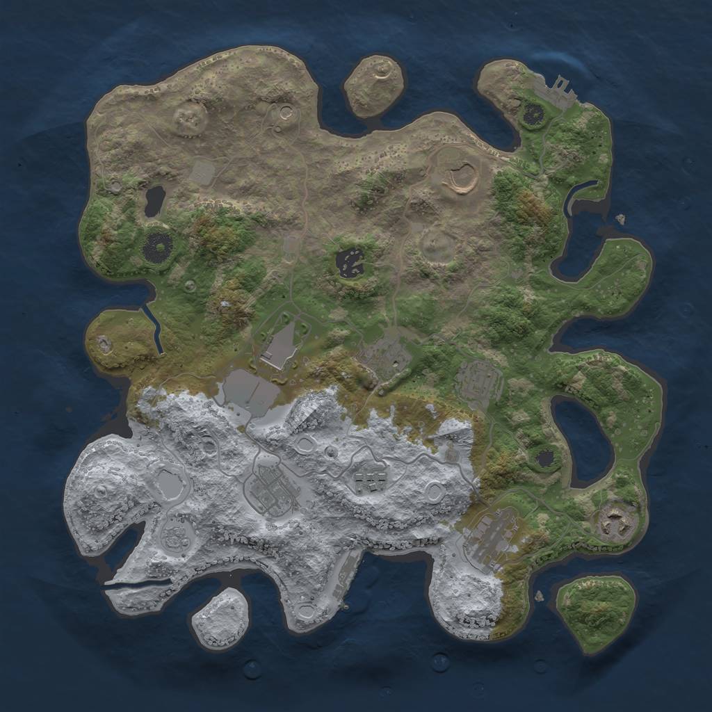 Rust Map: Procedural Map, Size: 3500, Seed: 1720734309, 18 Monuments