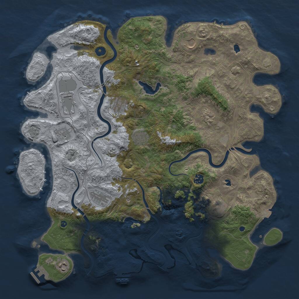 Rust Map: Procedural Map, Size: 4500, Seed: 58966842, 17 Monuments