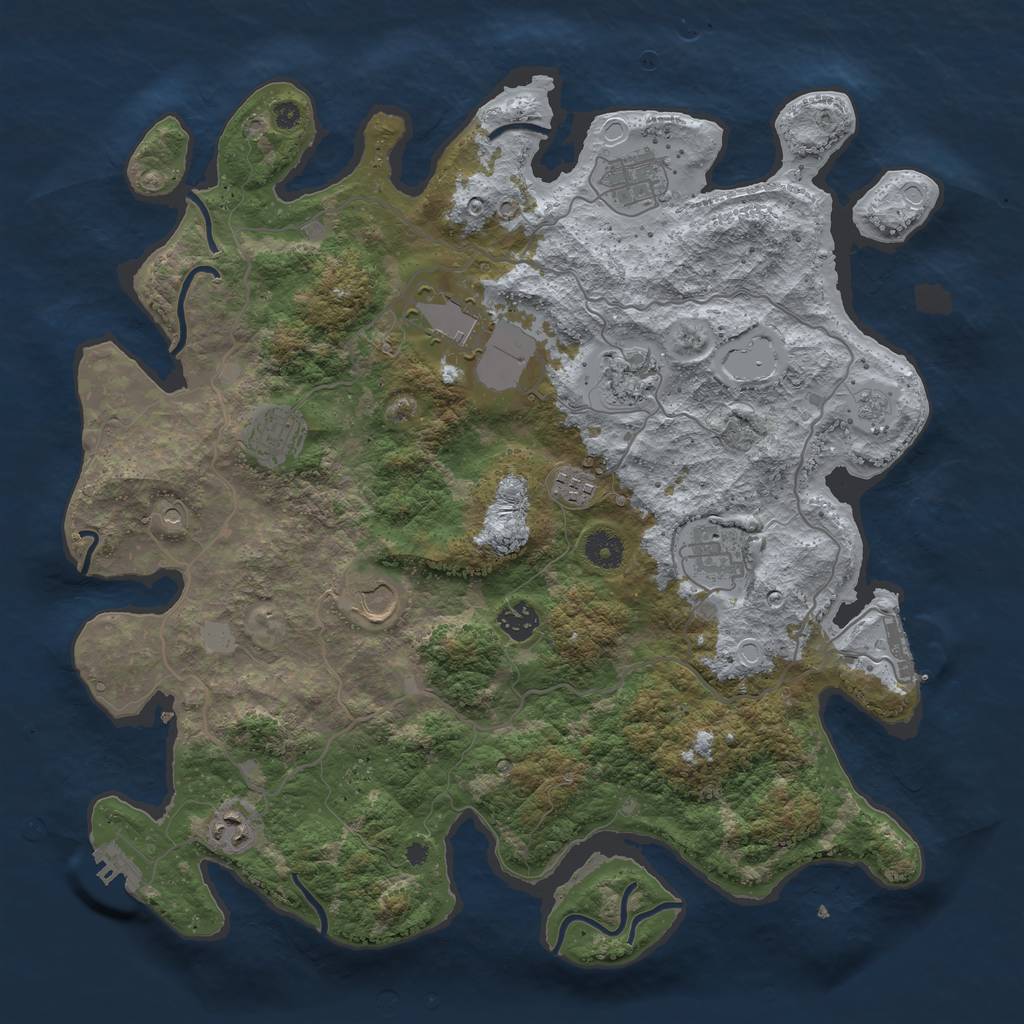 Rust Map: Procedural Map, Size: 4000, Seed: 294833007, 16 Monuments