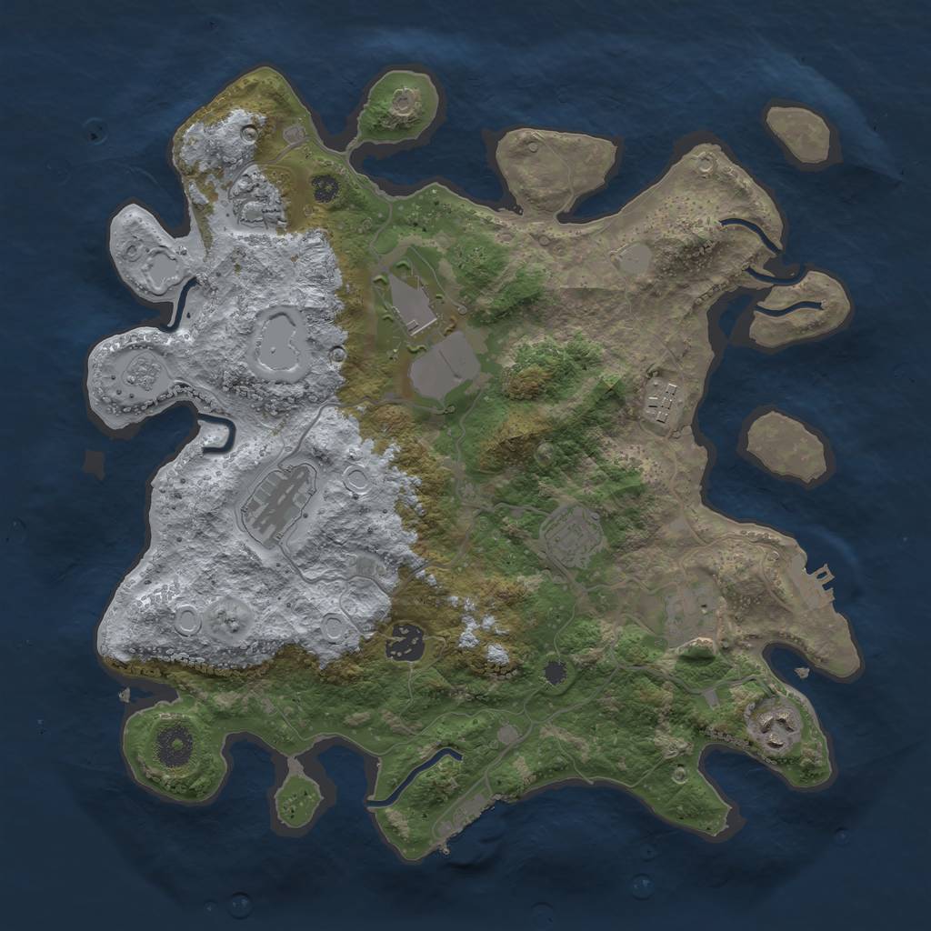 Rust Map: Procedural Map, Size: 3500, Seed: 1577991367, 16 Monuments
