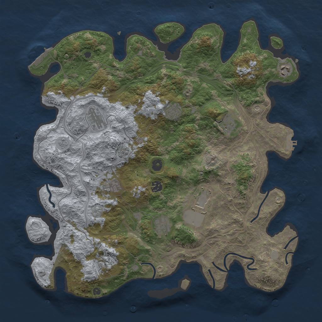 Rust Map: Procedural Map, Size: 4250, Seed: 2132104674, 17 Monuments