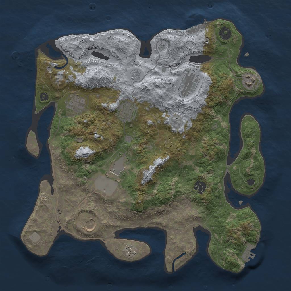 Rust Map: Procedural Map, Size: 3500, Seed: 1921387976, 17 Monuments