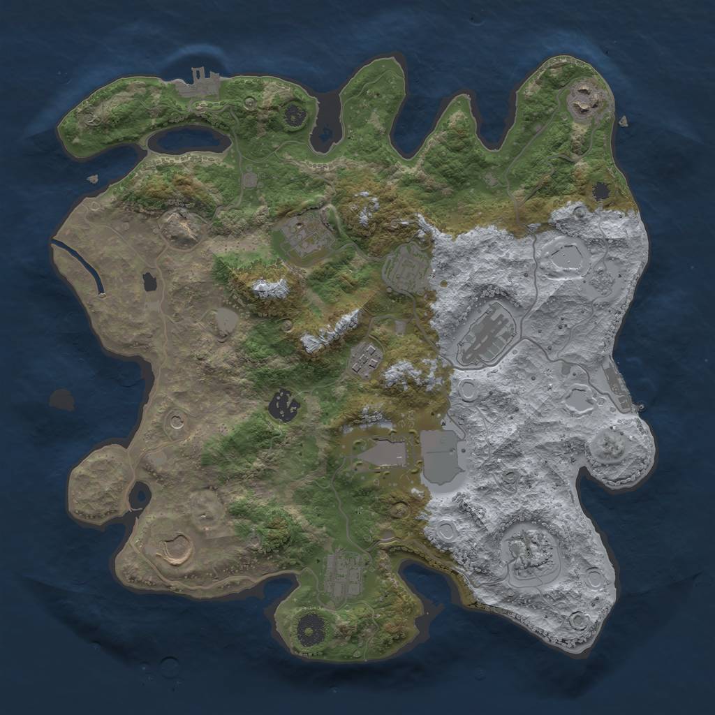 Rust Map: Procedural Map, Size: 3500, Seed: 314606572, 19 Monuments