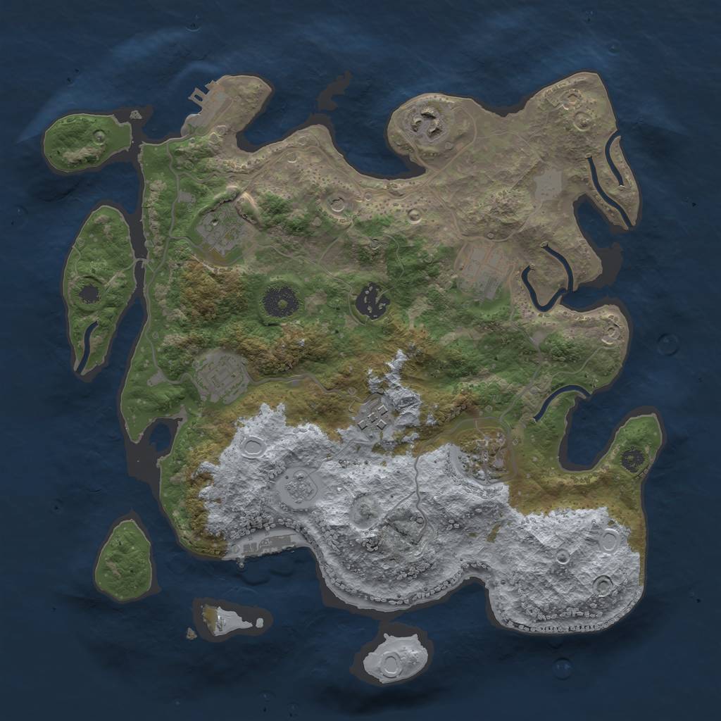 Rust Map: Procedural Map, Size: 3250, Seed: 2095470508, 14 Monuments