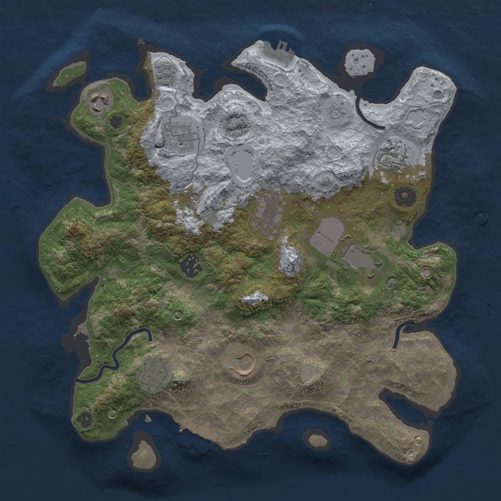 Rust Map: Procedural Map, Size: 3500, Seed: 902662618, 18 Monuments