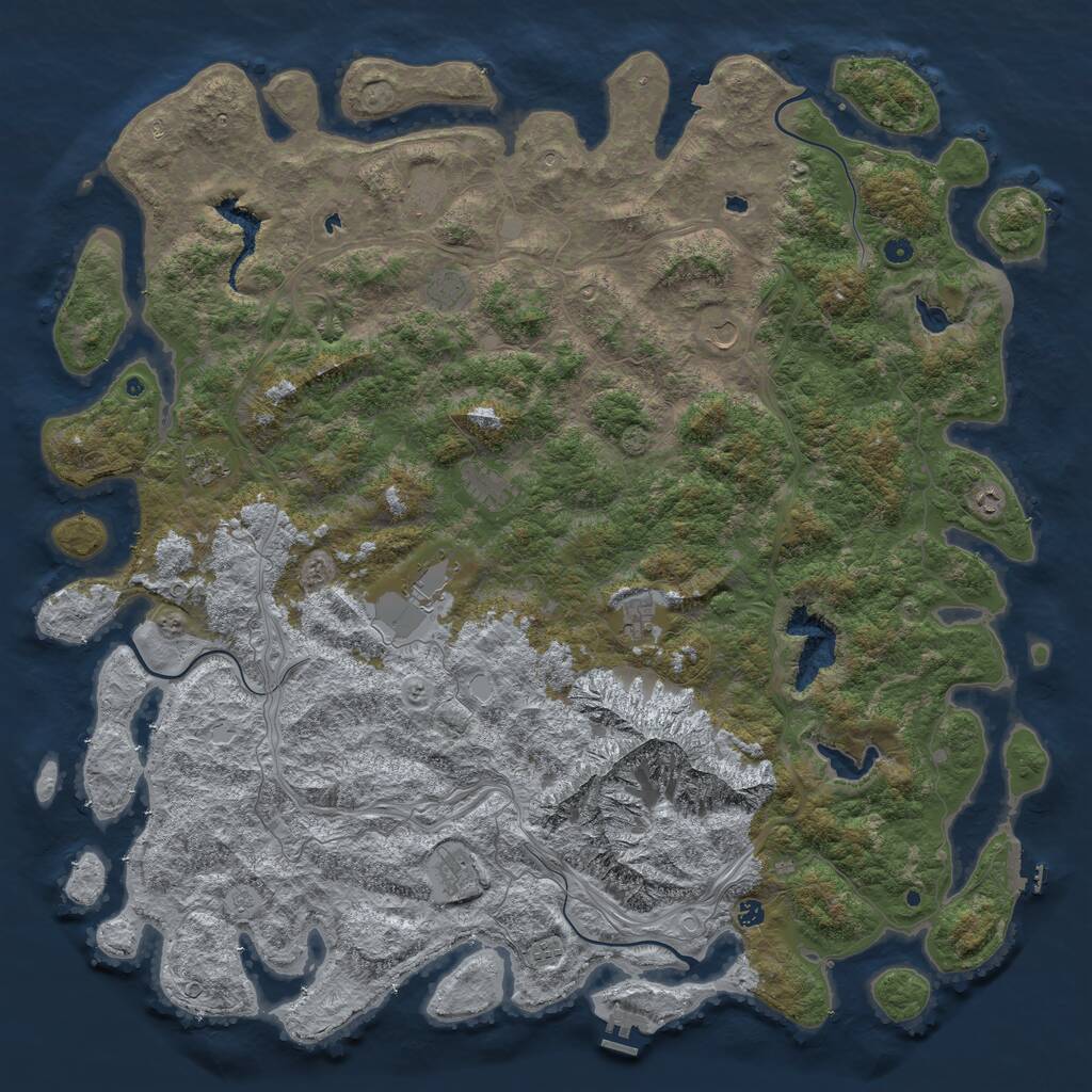 Rust Map: Procedural Map, Size: 6000, Seed: 19365, 17 Monuments