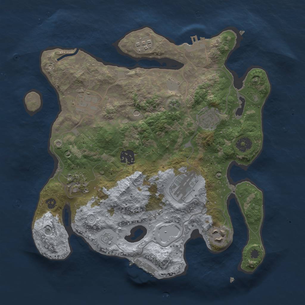 Rust Map: Procedural Map, Size: 3000, Seed: 48108258, 14 Monuments