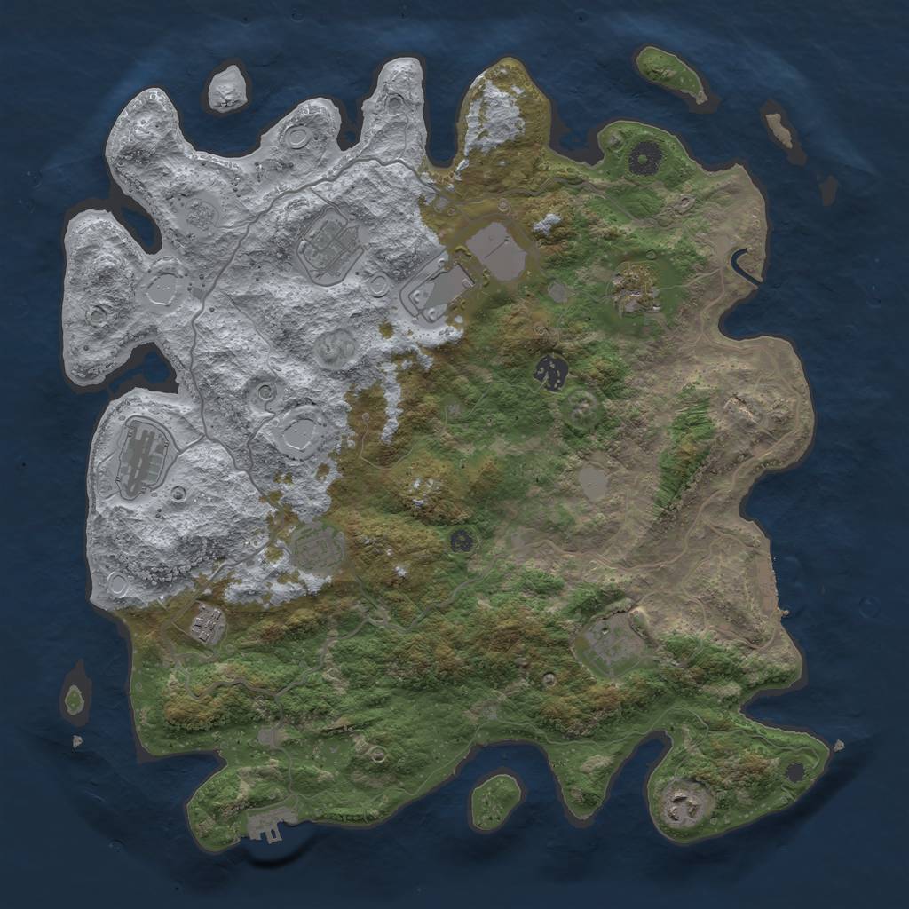 Rust Map: Procedural Map, Size: 4000, Seed: 37631, 18 Monuments