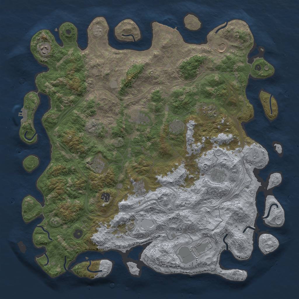 Rust Map: Procedural Map, Size: 4800, Seed: 1970784241, 18 Monuments