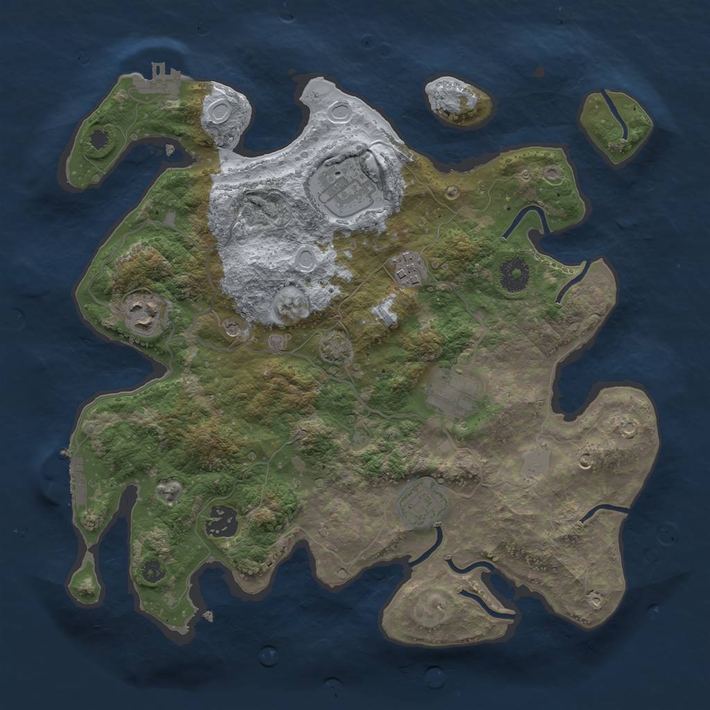 Rust Map: Procedural Map, Size: 3250, Seed: 405545400, 13 Monuments