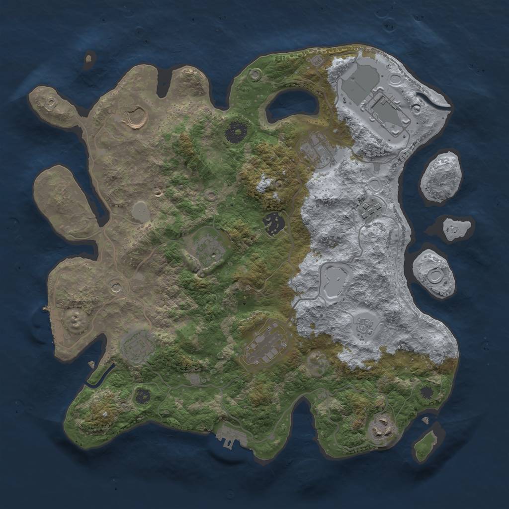 Rust Map: Procedural Map, Size: 3500, Seed: 231385022, 16 Monuments
