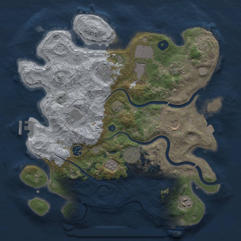 Rust Map: Procedural Map, Size: 3500, Seed: 825786158, 15 Monuments