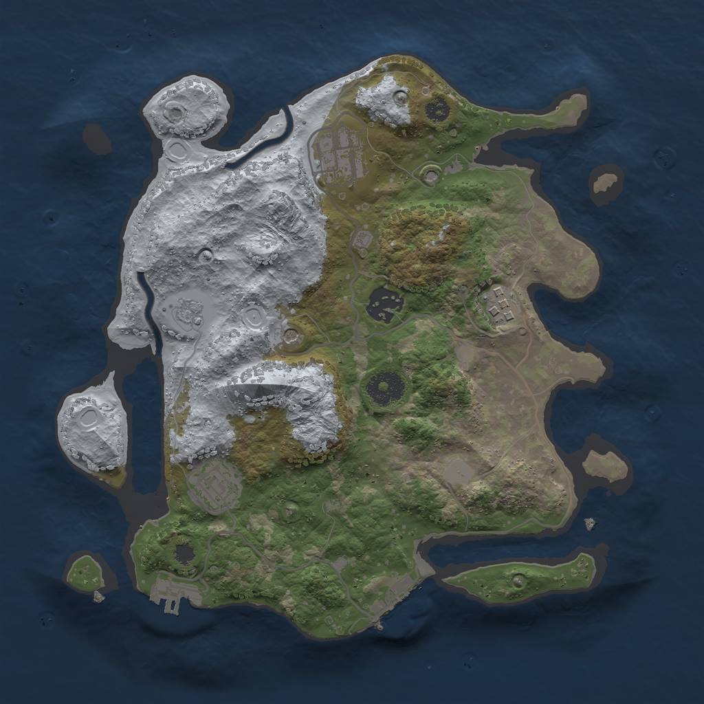 Rust Map: Procedural Map, Size: 3000, Seed: 1945243243, 13 Monuments