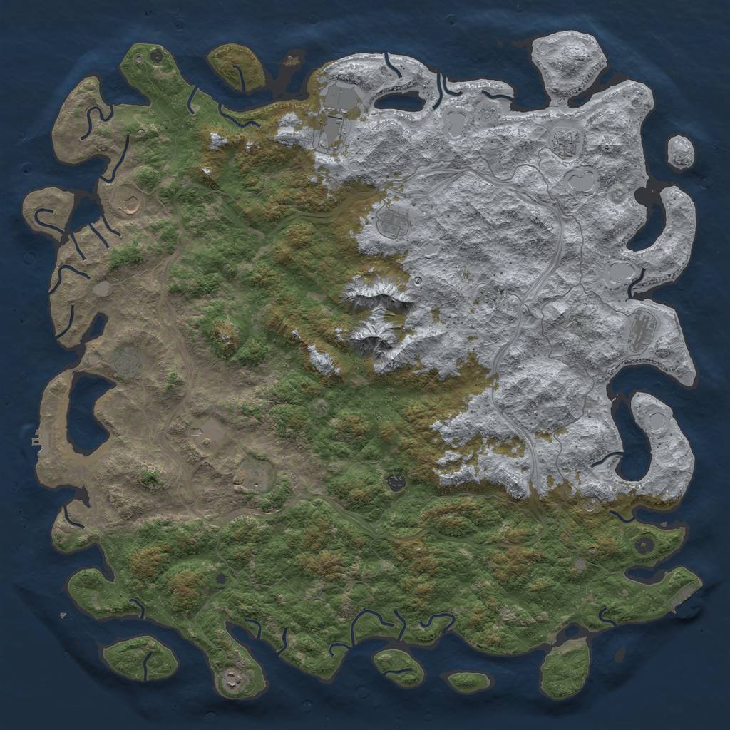 Rust Map: Procedural Map, Size: 6000, Seed: 554985636, 20 Monuments