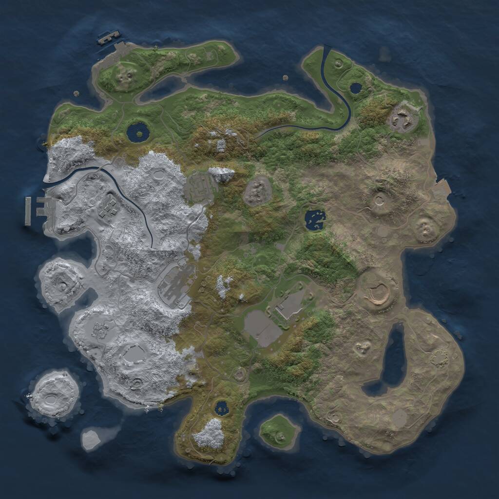 Rust Map: Procedural Map, Size: 3500, Seed: 108026446, 13 Monuments