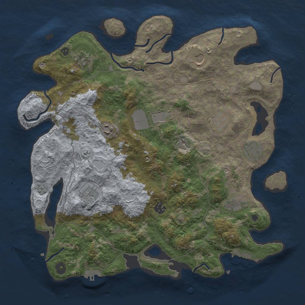 Rust Map: Procedural Map, Size: 4000, Seed: 625361, 17 Monuments