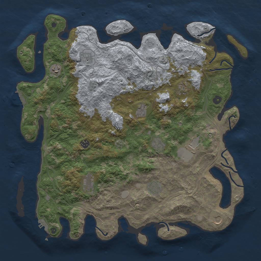 Rust Map: Procedural Map, Size: 4500, Seed: 1451543676, 20 Monuments