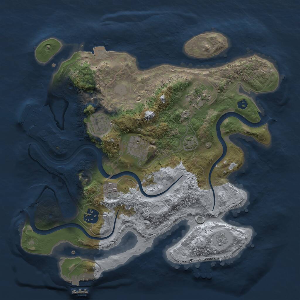 Rust Map: Procedural Map, Size: 3000, Seed: 34571236, 11 Monuments