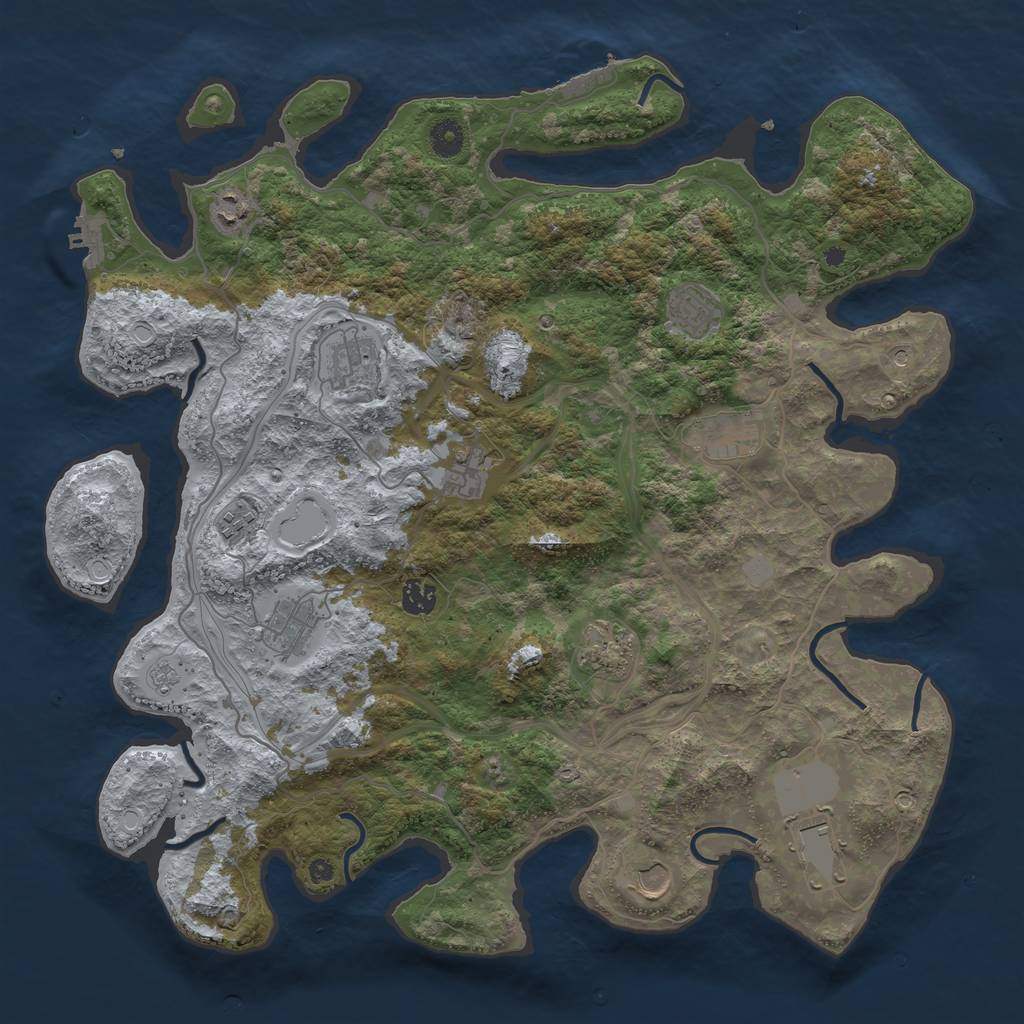 Rust Map: Procedural Map, Size: 4250, Seed: 83648102, 18 Monuments