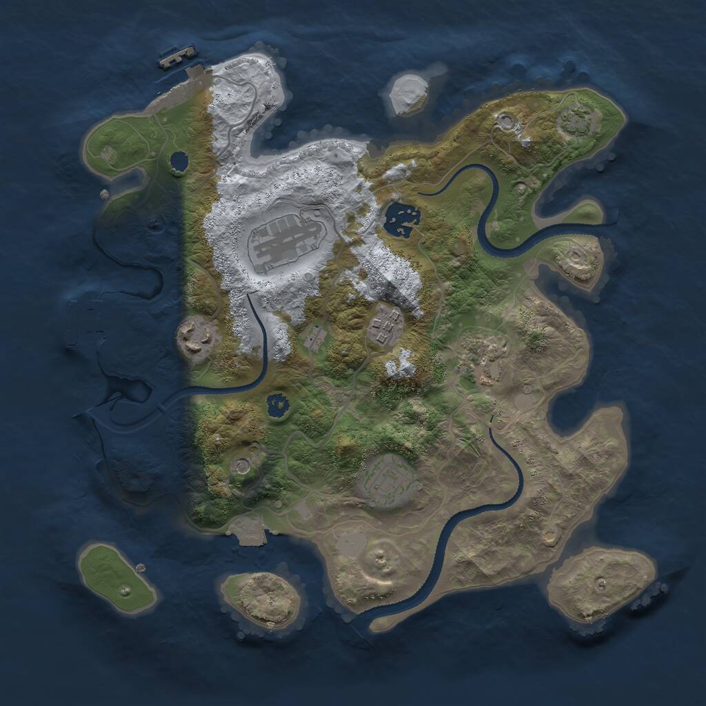 Rust Map: Procedural Map, Size: 3000, Seed: 2074530694, 11 Monuments