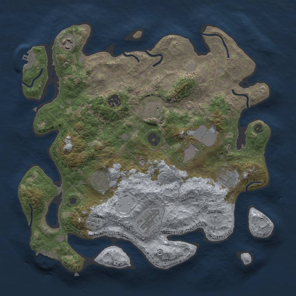 Rust Map: Procedural Map, Size: 3500, Seed: 1239285945, 15 Monuments