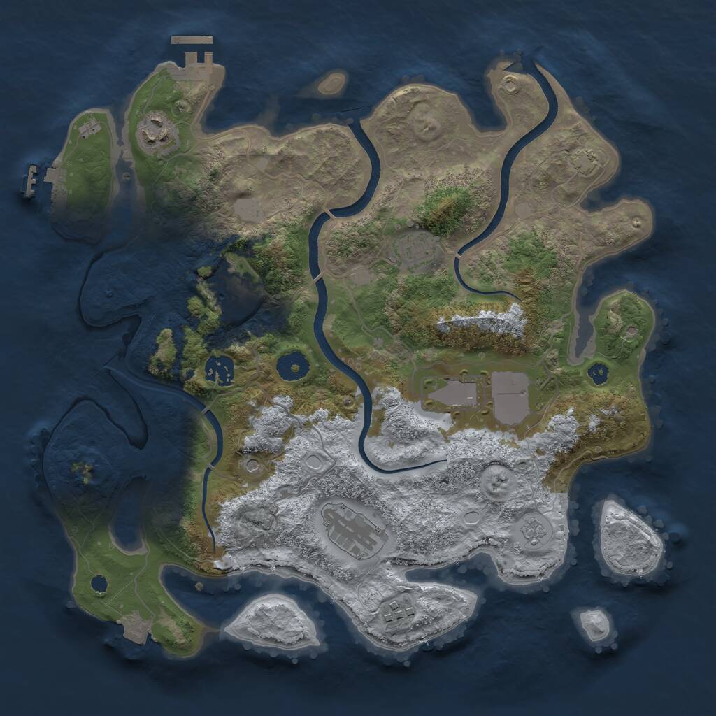 Rust Map: Procedural Map, Size: 3500, Seed: 1239285945, 13 Monuments