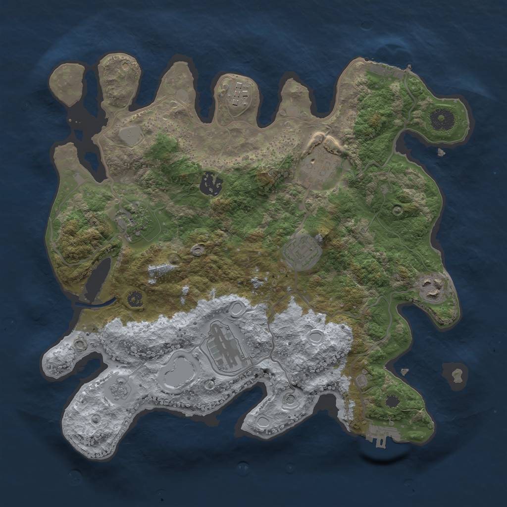 Rust Map: Procedural Map, Size: 3250, Seed: 847751231, 14 Monuments