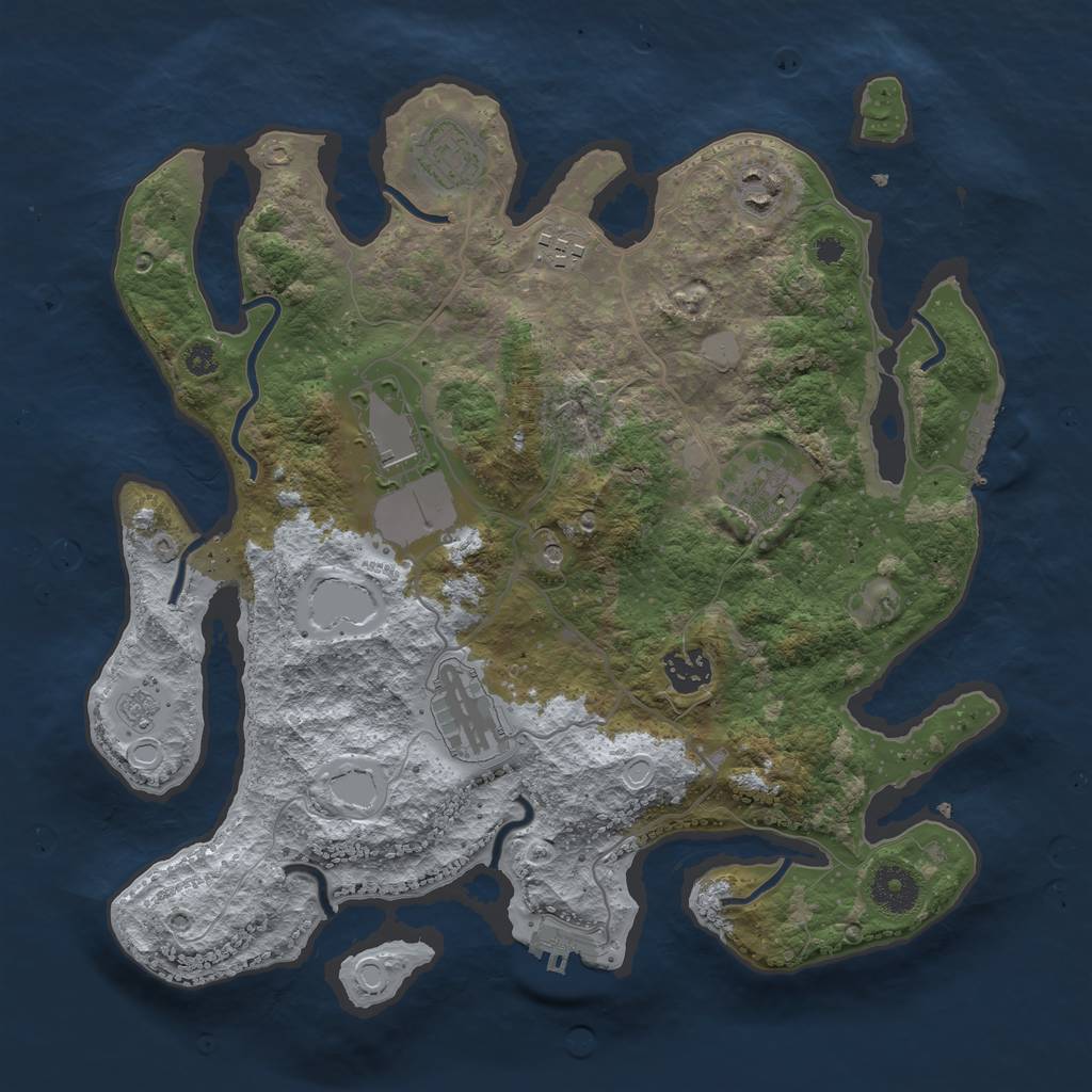 Rust Map: Procedural Map, Size: 3500, Seed: 30482, 14 Monuments