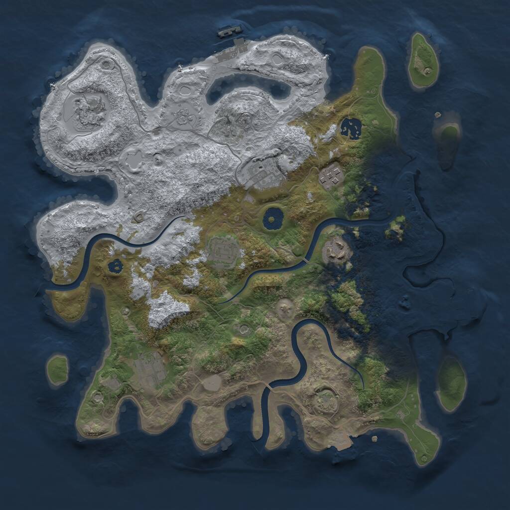 Rust Map: Procedural Map, Size: 3500, Seed: 1395955962, 13 Monuments
