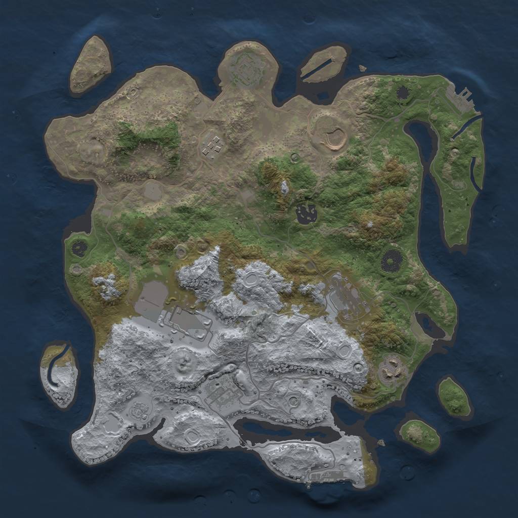 Rust Map: Procedural Map, Size: 3500, Seed: 38250880, 15 Monuments