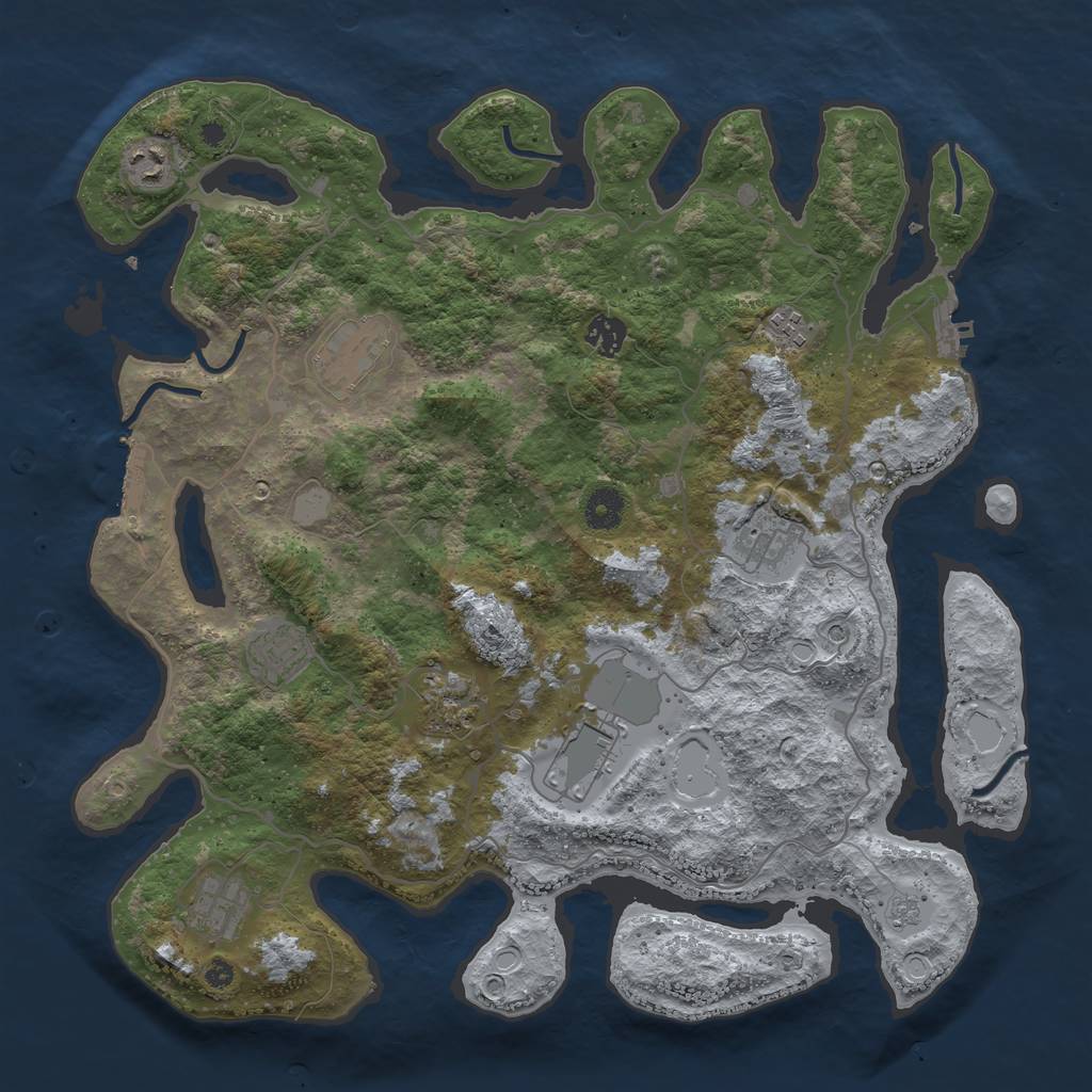 Rust Map: Procedural Map, Size: 4000, Seed: 645760708, 16 Monuments