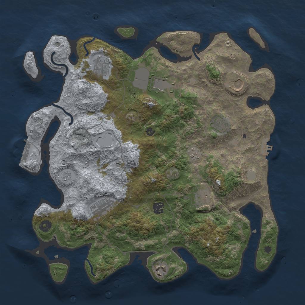 Rust Map: Procedural Map, Size: 3800, Seed: 15314124, 16 Monuments